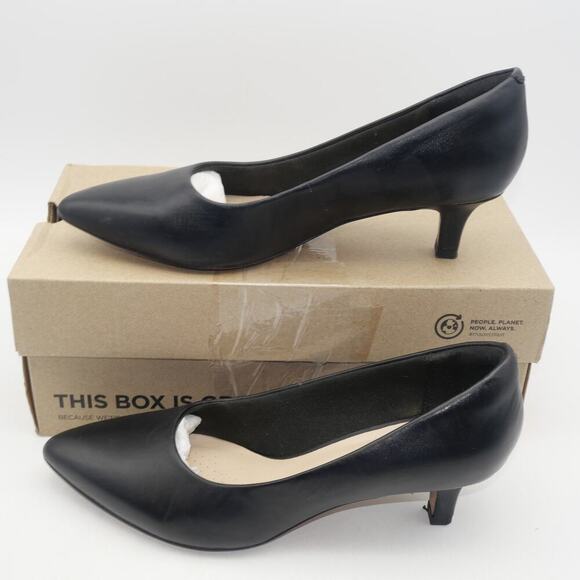 NEW Clarks Women's 7.5 Shondrah Jade Pumps Heel Black Leather - Picture 2 of 8
